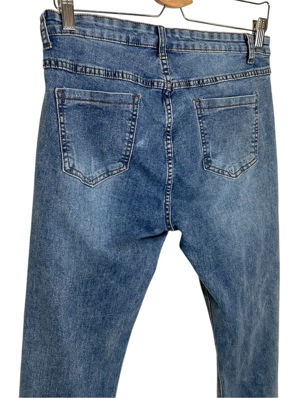 Hayden Los Angeles Blue Distressed Side Slit Frayed Hem Jeans Size Medium
